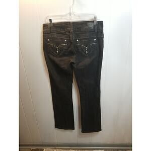 Clash Jeans Women's Black Low Rise Straight Leg Bling Pocket Jeans‎ Size 11